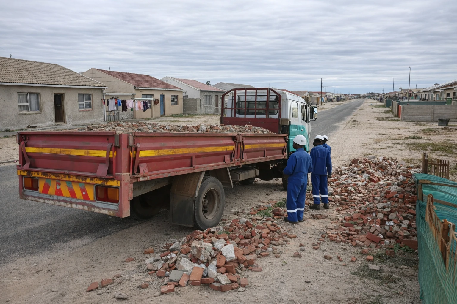 Rubble removal crew at work in Cape Town